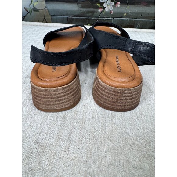 Lucky Brand Rimma D'Orsay Womens Size 8.5M Black Leather Slingback Sandals - Picture 4 of 8